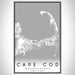 Cape Cod Massachusetts Map Print Portrait Orientation in Classic Style With Shaded Background