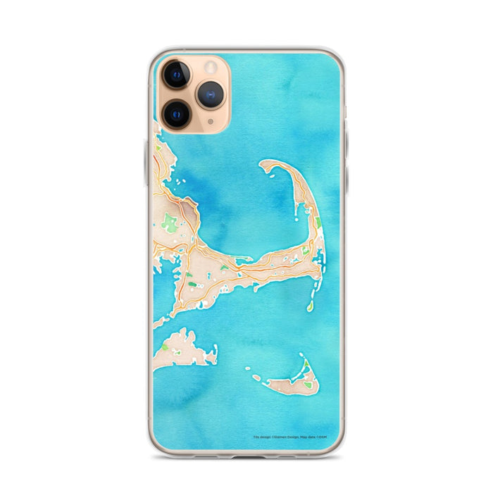 Custom iPhone 11 Pro Max Cape Cod Massachusetts Map Phone Case in Watercolor