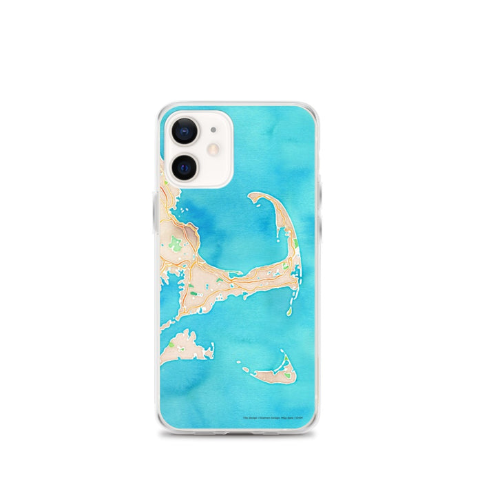 Custom iPhone 12 mini Cape Cod Massachusetts Map Phone Case in Watercolor