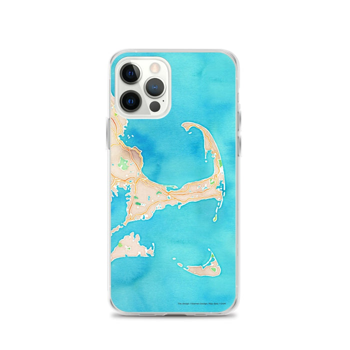 Custom iPhone 12 Pro Cape Cod Massachusetts Map Phone Case in Watercolor