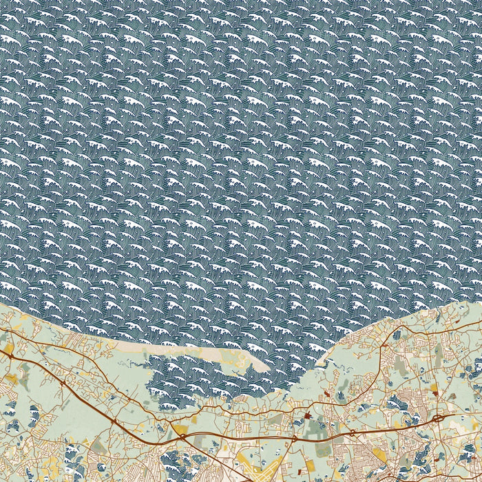 Cape Cod Massachusetts Map Print in Woodblock Style Zoomed In Close Up Showing Details