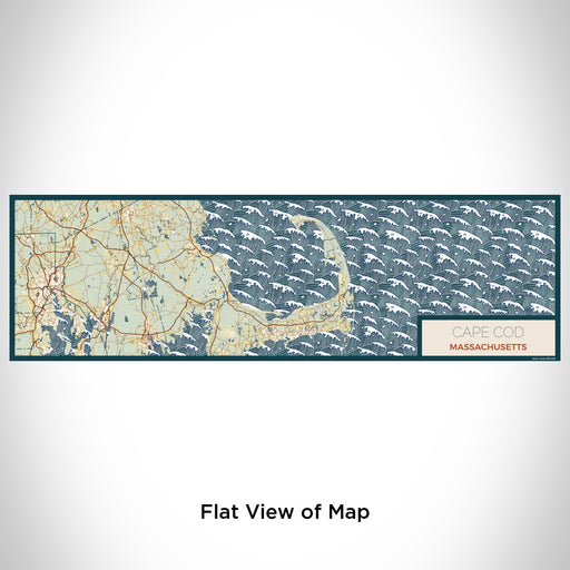 Flat View of Map Custom Cape Cod Massachusetts Map Enamel Mug in Woodblock