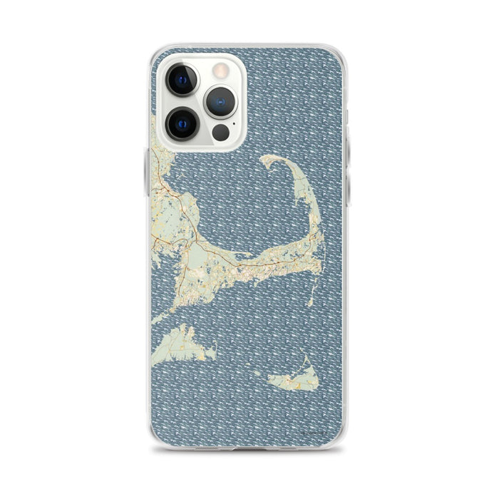 Custom iPhone 12 Pro Max Cape Cod Massachusetts Map Phone Case in Woodblock