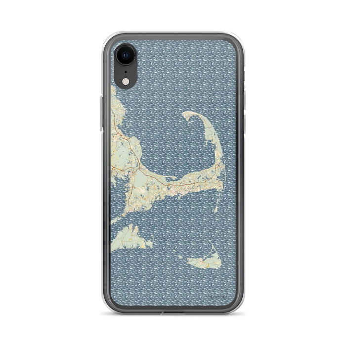 Custom iPhone XR Cape Cod Massachusetts Map Phone Case in Woodblock