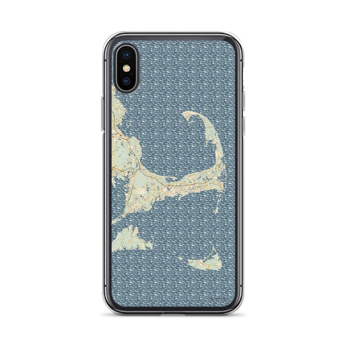 Custom iPhone X/XS Cape Cod Massachusetts Map Phone Case in Woodblock