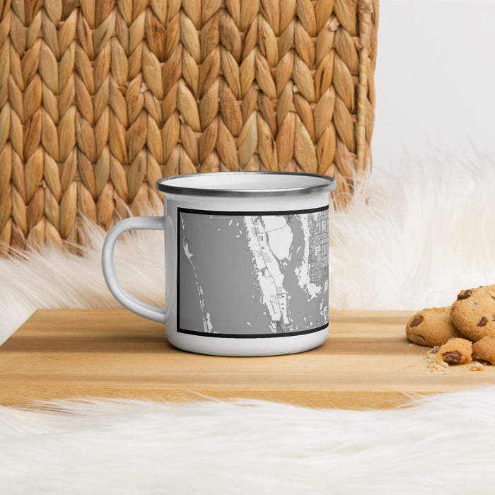 Left View Custom Cape Coral Florida Map Enamel Mug in Classic on Table Top