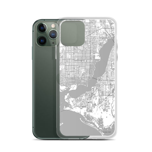 Custom Cape Coral Florida Map Phone Case in Classic on Table with Laptop and Plant