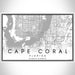 Cape Coral Florida Map Print Landscape Orientation in Classic Style With Shaded Background