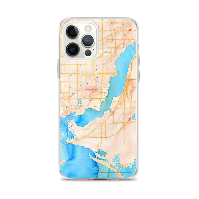 Custom Cape Coral Florida Map iPhone 12 Pro Max Phone Case in Watercolor
