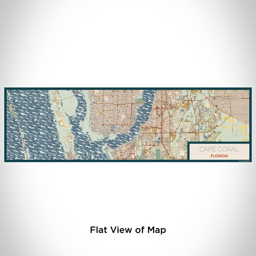 Flat View of Map Custom Cape Coral Florida Map Enamel Mug in Woodblock