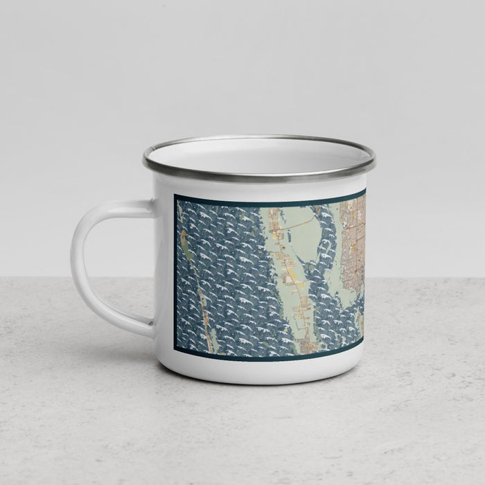 Left View Custom Cape Coral Florida Map Enamel Mug in Woodblock