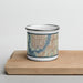 Front View Custom Cape Coral Florida Map Enamel Mug in Woodblock on Cutting Board
