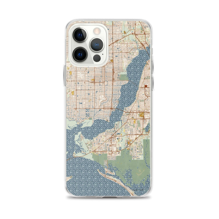 Custom Cape Coral Florida Map iPhone 12 Pro Max Phone Case in Woodblock