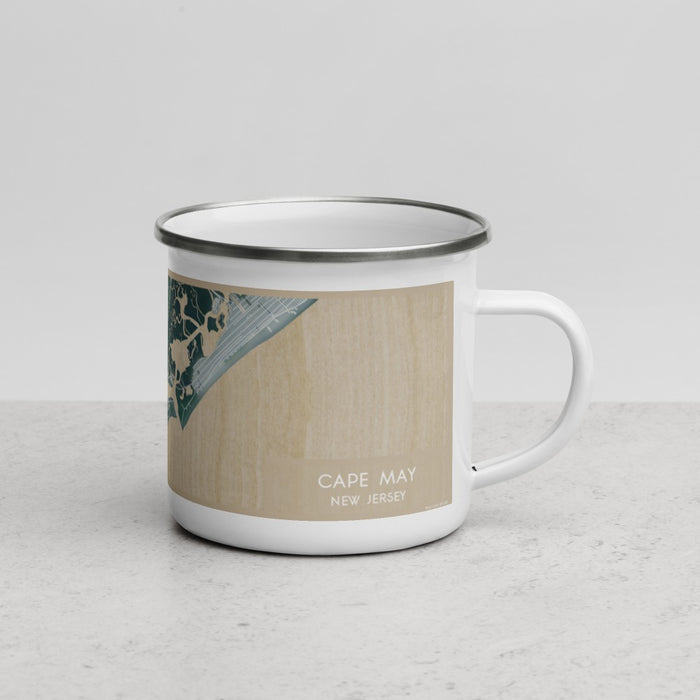 Right View Custom Cape May New Jersey Map Enamel Mug in Afternoon
