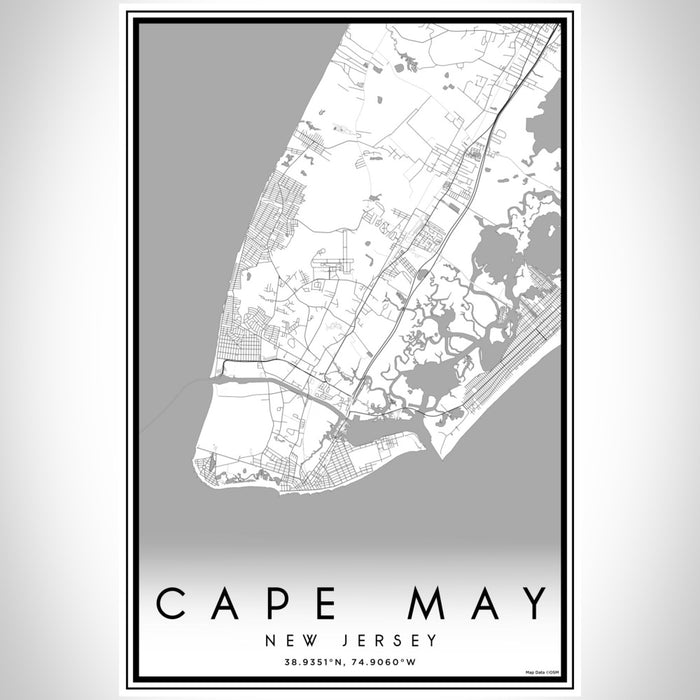 Cape May New Jersey Map Print Portrait Orientation in Classic Style With Shaded Background