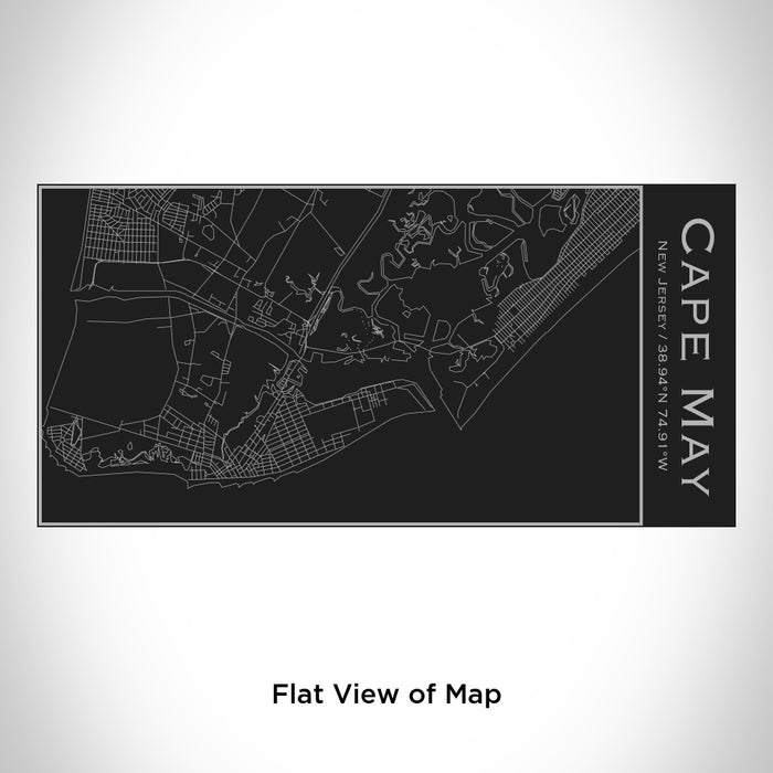 Rendered View of Cape May New Jersey Map Engraving on 17oz Stainless Steel Insulated Cola Bottle in Black