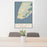 24x36 Cape May New Jersey Map Print Portrait Orientation in Woodblock Style Behind 2 Chairs Table and Potted Plant