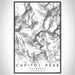 Capitol Peak Colorado Map Print Portrait Orientation in Classic Style With Shaded Background