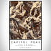 Capitol Peak Colorado Map Print Portrait Orientation in Ember Style With Shaded Background