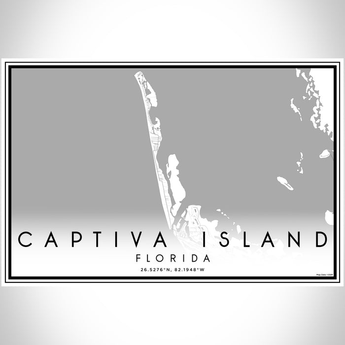 Captiva Island Florida Map Print Landscape Orientation in Classic Style With Shaded Background