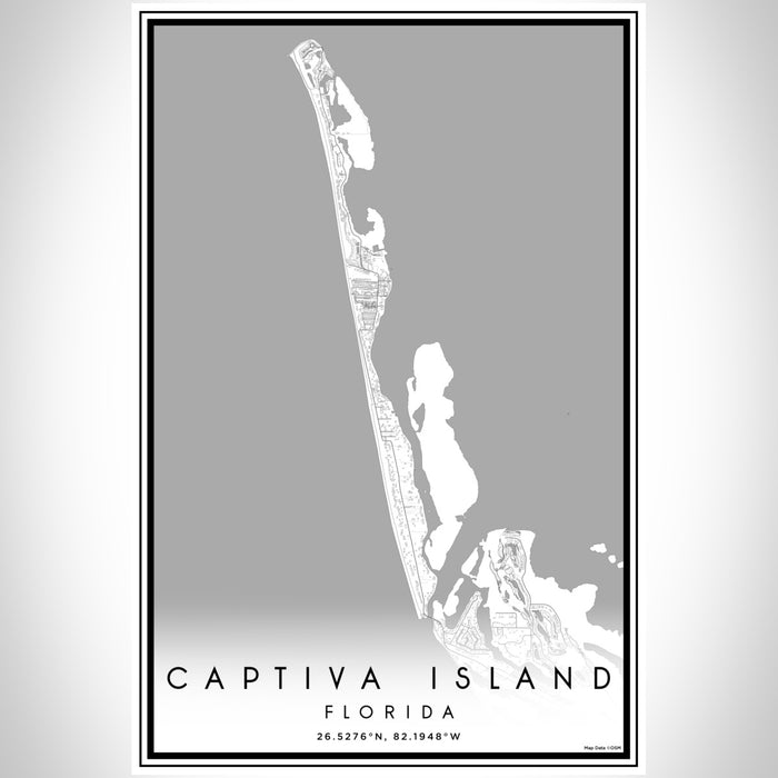 Captiva Island Florida Map Print Portrait Orientation in Classic Style With Shaded Background