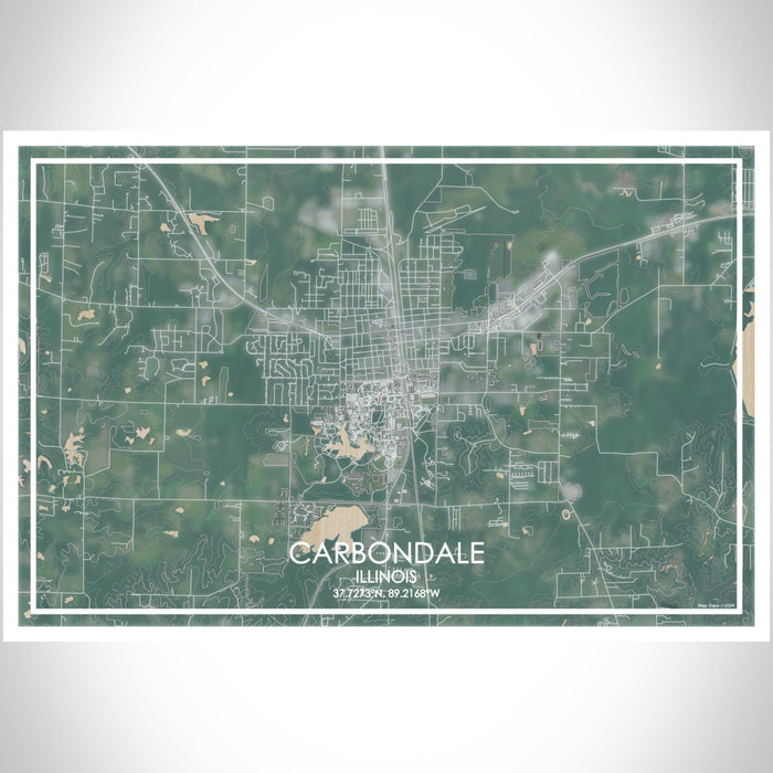 Carbondale Illinois Map Print Landscape Orientation in Afternoon Style With Shaded Background