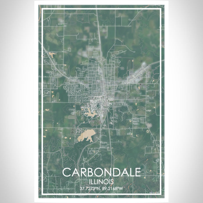 Carbondale Illinois Map Print Portrait Orientation in Afternoon Style With Shaded Background