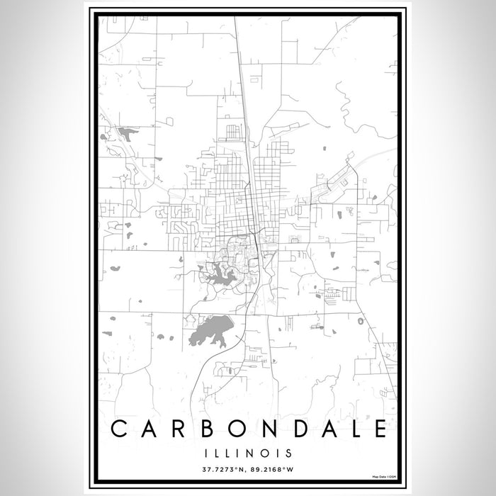Carbondale Illinois Map Print Portrait Orientation in Classic Style With Shaded Background