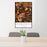 24x36 Carbondale Illinois Map Print Portrait Orientation in Ember Style Behind 2 Chairs Table and Potted Plant