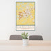 24x36 Carlisle Pennsylvania Map Print Portrait Orientation in Woodblock Style Behind 2 Chairs Table and Potted Plant