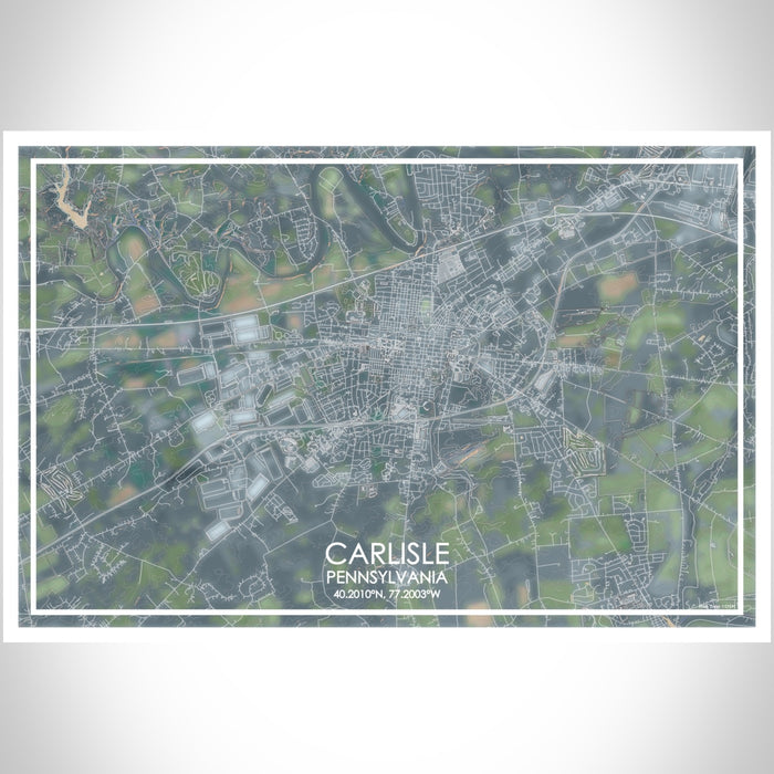 Carlisle Pennsylvania Map Print Landscape Orientation in Afternoon Style With Shaded Background
