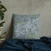 Custom Carlisle Pennsylvania Map Throw Pillow in Afternoon on Bedding Against Wall