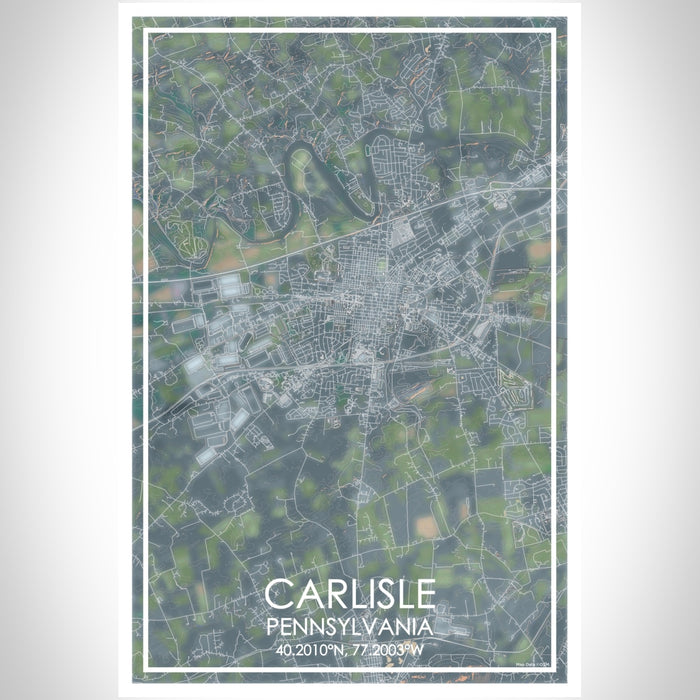 Carlisle Pennsylvania Map Print Portrait Orientation in Afternoon Style With Shaded Background