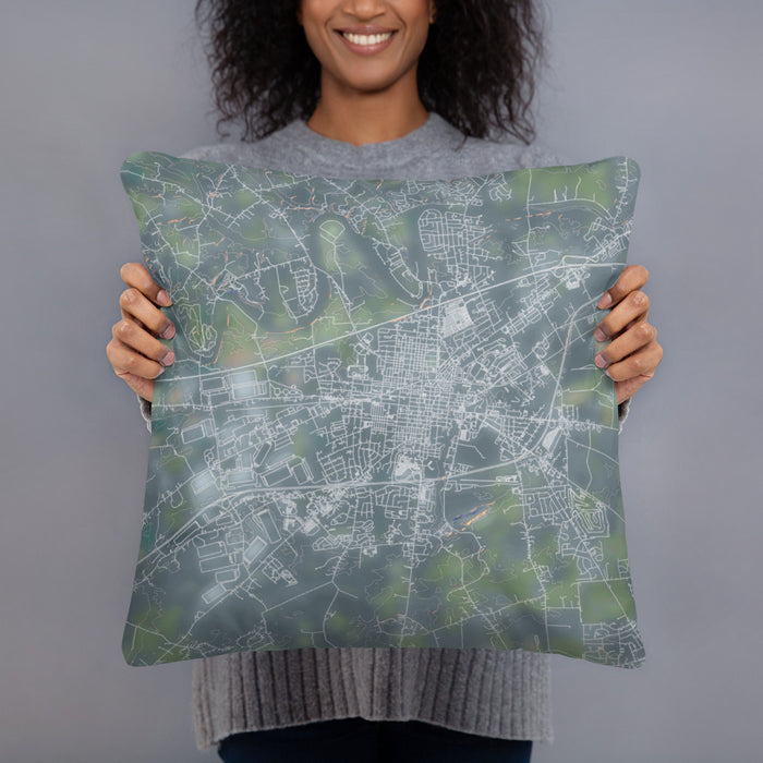 Person holding 18x18 Custom Carlisle Pennsylvania Map Throw Pillow in Afternoon
