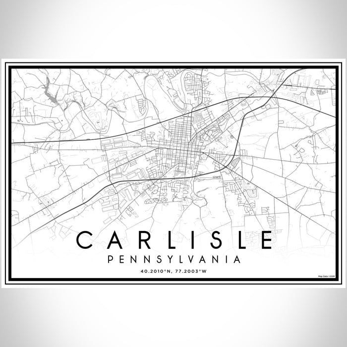 Carlisle Pennsylvania Map Print Landscape Orientation in Classic Style With Shaded Background