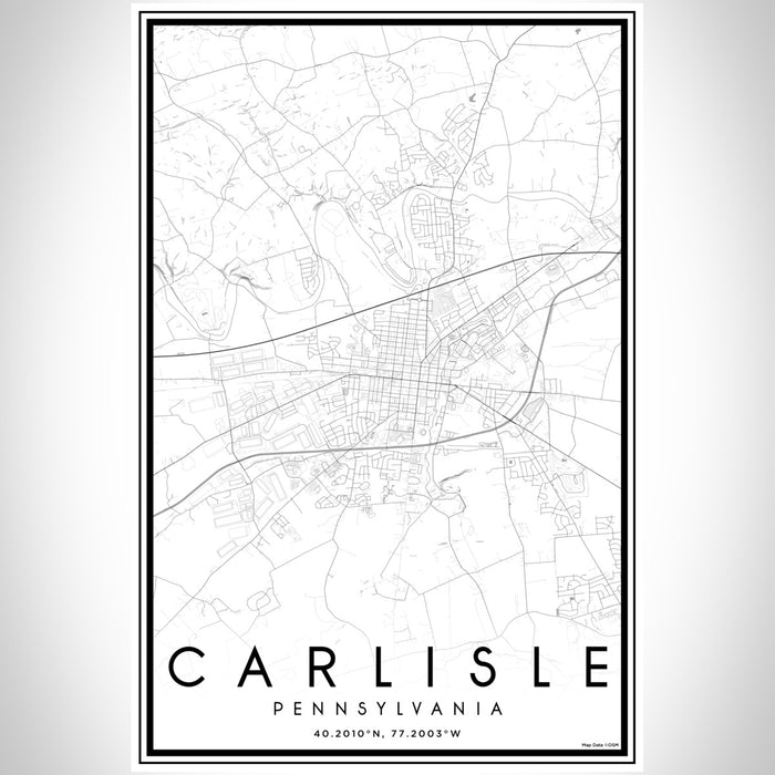 Carlisle Pennsylvania Map Print Portrait Orientation in Classic Style With Shaded Background