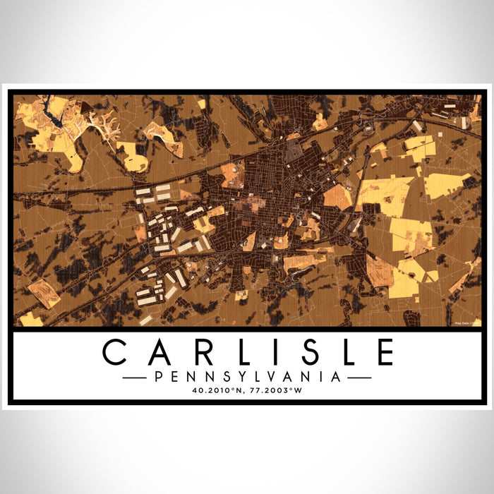 Carlisle Pennsylvania Map Print Landscape Orientation in Ember Style With Shaded Background