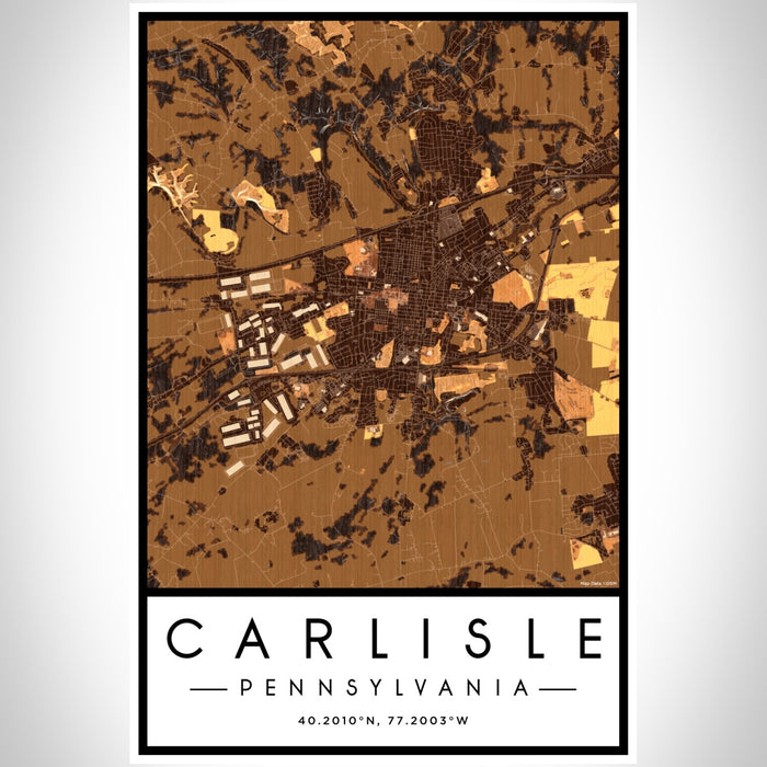 Carlisle Pennsylvania Map Print Portrait Orientation in Ember Style With Shaded Background