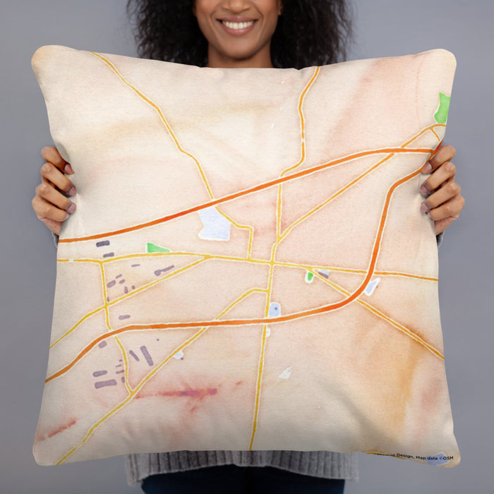 Person holding 22x22 Custom Carlisle Pennsylvania Map Throw Pillow in Watercolor