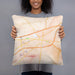 Person holding 18x18 Custom Carlisle Pennsylvania Map Throw Pillow in Watercolor
