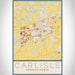 Carlisle Pennsylvania Map Print Portrait Orientation in Woodblock Style With Shaded Background