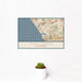12x18 Carlsbad California Map Print Landscape Orientation in Woodblock Style With Small Cactus Plant in White Planter
