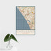 16x24 Carlsbad California Map Print Portrait Orientation in Woodblock Style With Tropical Plant Leaves in Water
