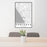 24x36 Carlsbad California Map Print Portrait Orientation in Classic Style Behind 2 Chairs Table and Potted Plant