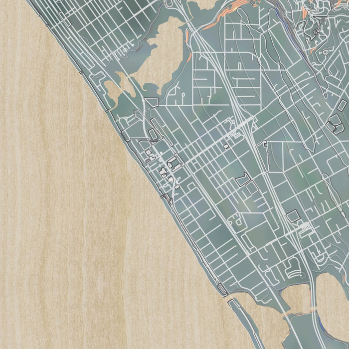 Carlsbad California Map Print in Afternoon Style Zoomed In Close Up Showing Details