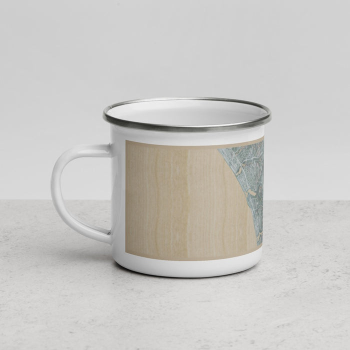 Left View Custom Carlsbad California Map Enamel Mug in Afternoon