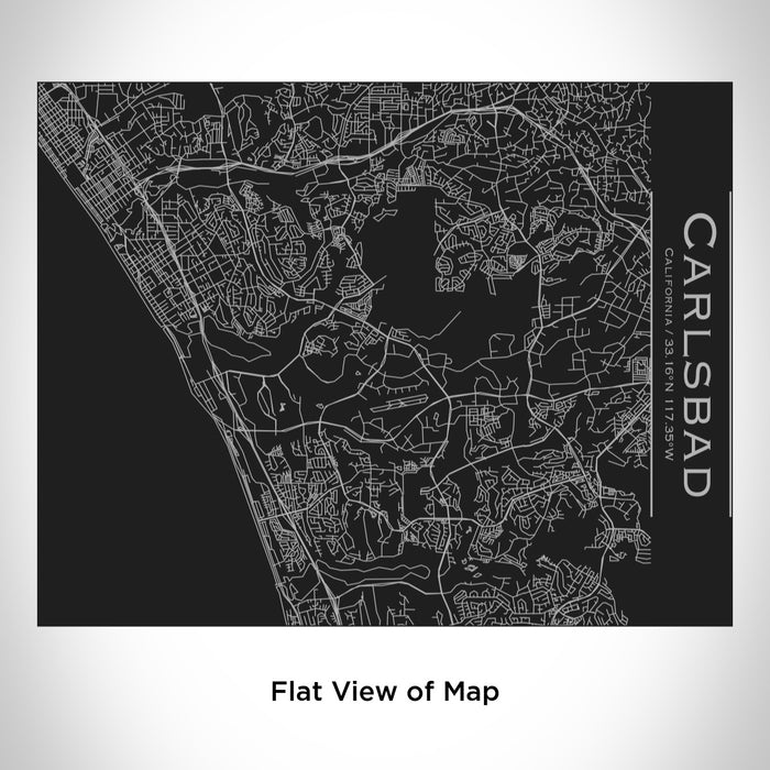 Rendered View of Carlsbad California Map Engraving on 20oz Stainless Steel Insulated Bottle with Bamboo Top in Black