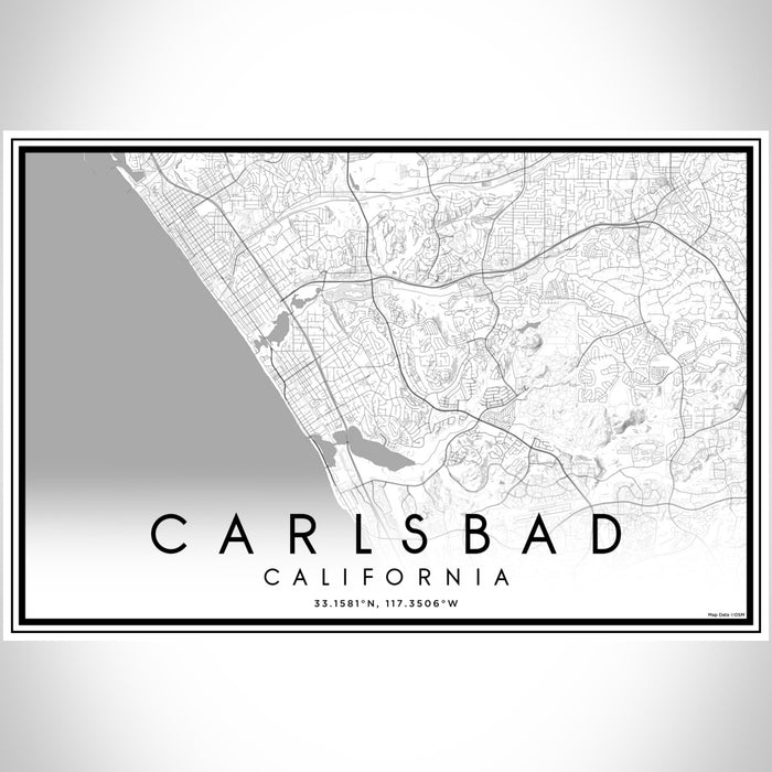Carlsbad California Map Print Landscape Orientation in Classic Style With Shaded Background