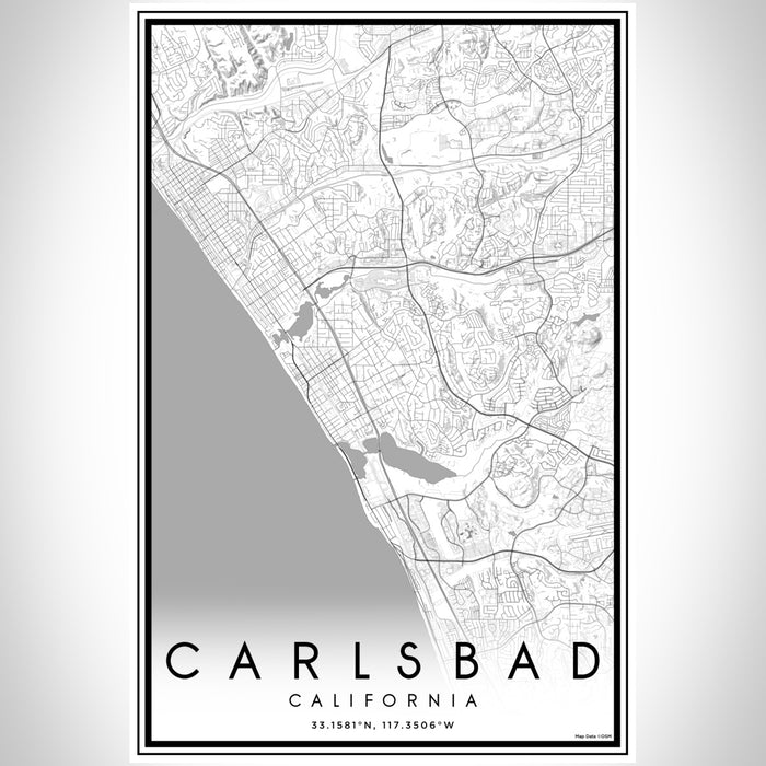 Carlsbad California Map Print Portrait Orientation in Classic Style With Shaded Background