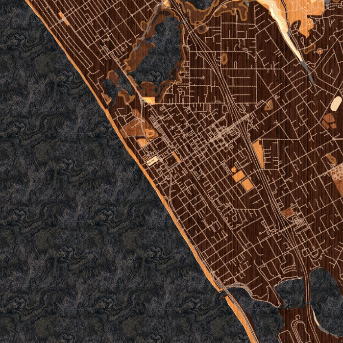 Carlsbad California Map Print in Ember Style Zoomed In Close Up Showing Details
